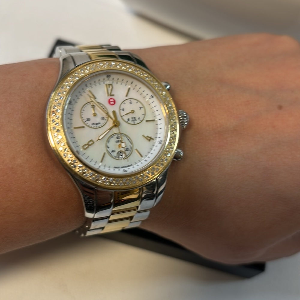 EUC Michele Watch two tone (Silver and Gold) w diamonds - Picture 5 of 5